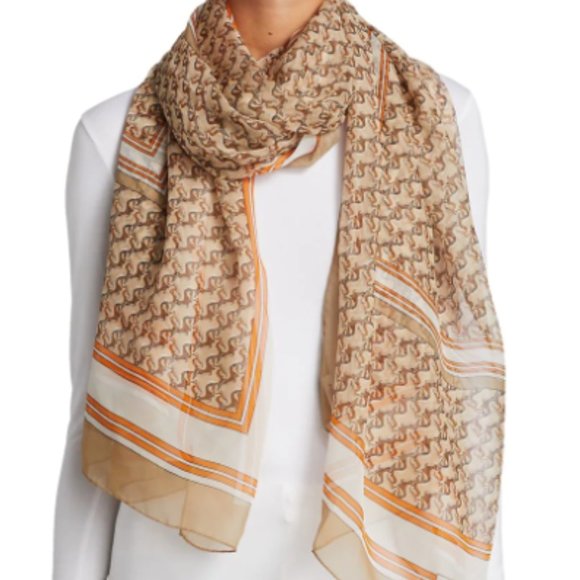 Burberry Unicorn Chiffon Pattern Silk Logo Scarf - Picture 11 of 12